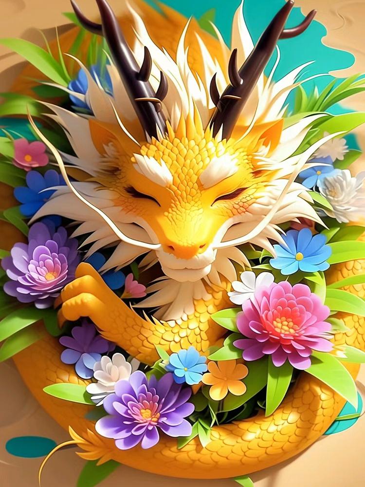 Diamond Art Painting Newly Arrived Chinese Loong Flower Diy 5d All Mosaic Jewelry CrossStitch Embroidery Set Home Decoration