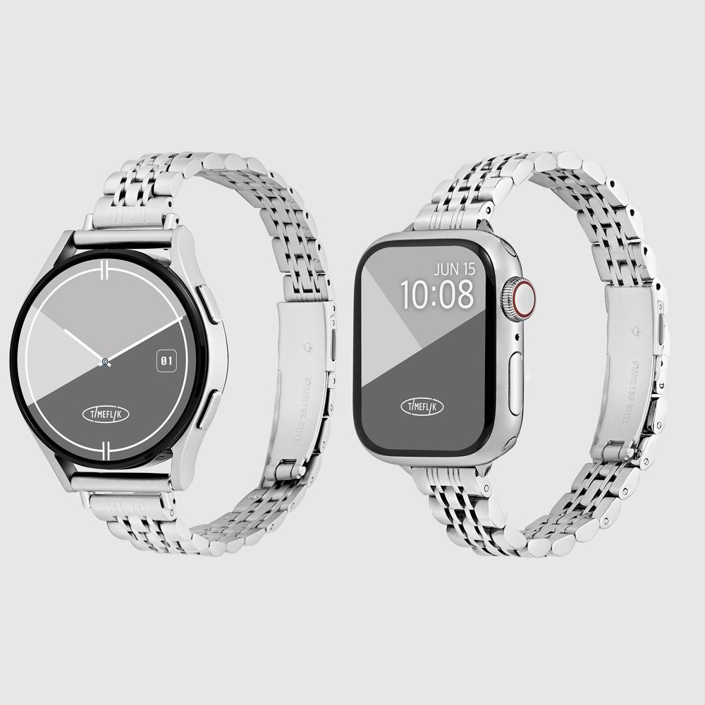 Taimpeullig Women'S Stainless Steel Slim Jubilee Apple Watch Strap 2 Ultra 2 Se2 Galaxy Watch 6 Compatible Band - Silver