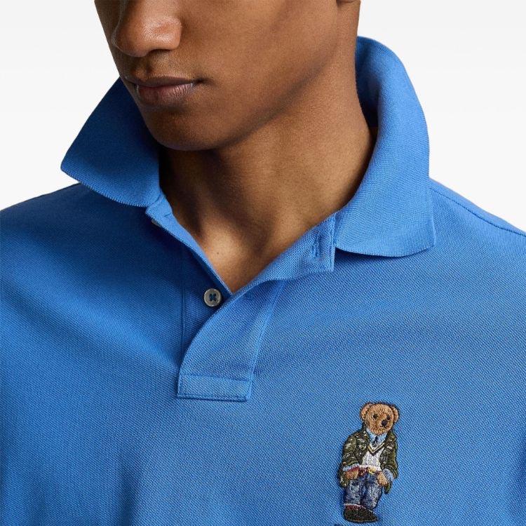 Polo Ralph Lauren SS24 Bear Pattern Embroidered Short Sleeve Polo Shirt Men Tops Cornflower-Blue 710853312-025