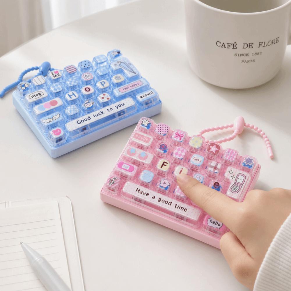 Cute Design Decompression Button Toy Transparent Dual-Tone Keyboard Keychain Bag Accessory