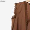 ZANZEA Women Sleeveless Lace Vest Tops and Pants Summer Two Piece Suit Sets