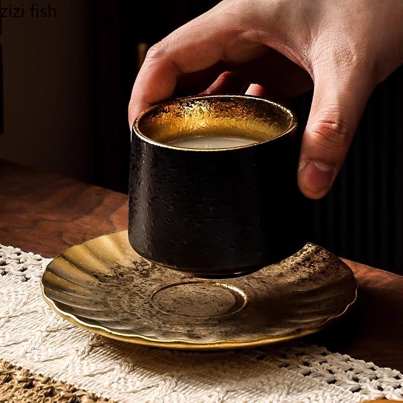 Kreativní zlatý stříbrný keramický hrnek Vintage šálek na kávu Sada nádobí Matcha šálek šálek mléka šálek na latte šálky pro domácnost šálky na vodu šálky na čaj
