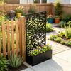 Planter Box with Trellis, Rectangular Flower Box In Large Format, Metal Privacy Screen 61 X 23 X 113 Cm