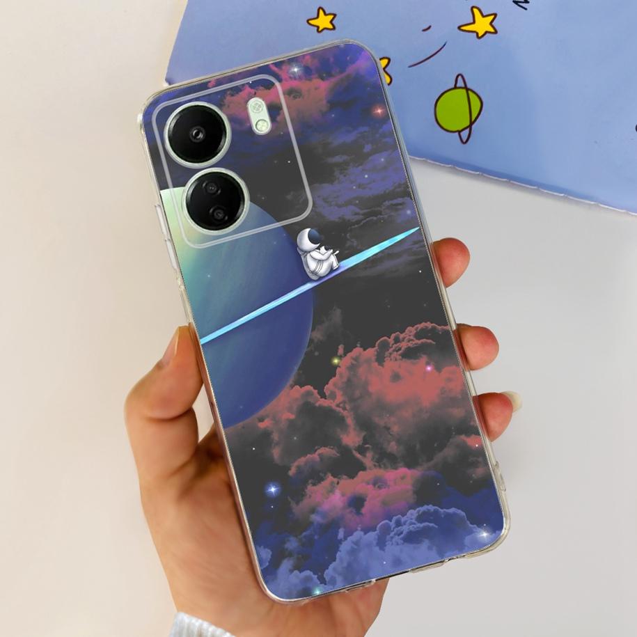 For Xiaomi POCO C65 Case Transparent Silicone Soft TPU Phone Cover For Xiaomi Mi Poco C65 Protective Bumper PocoC65 Flower Funda