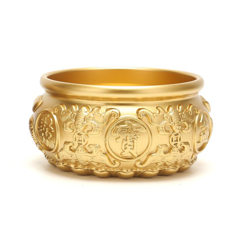 8-21CMBrass Treasure Basin Decoration Large Solid All-brass Piggy Bank Household Use Living Room Shop Can Hold Things Decoration