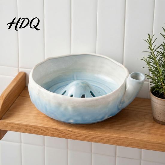 Compact Strainer for Grapes Ceramic Berry Washing Bowl with Drainage Hole Easy Clean Kitchen Gift New Home Housewarming Bowl Self Rinsing
