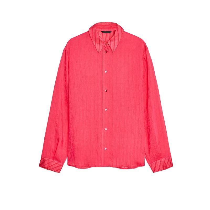 

Za Spring New Women clothes Western Style Vertical Stripe Patchwork Long sleeve Lapel Leisure Shirts 1971055 Dark purple red L