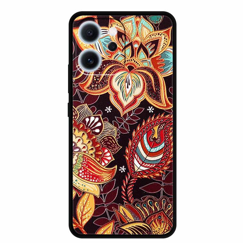 3D Flowers Emboss Fundas For OPPO Reno 15F 5G Case Soft Silicone Phone Cases For OPPO Reno 15F Back Covers Shell Coque 6.57"