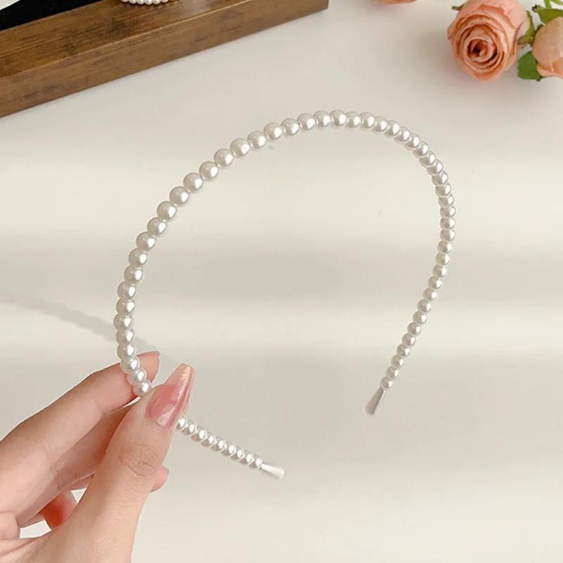 

Модные повязки для волос из искусственного жемчуга, элегантные простые с цветком, женские обручи для волос, ободок, аксессуары для волос для девочек, головной убор