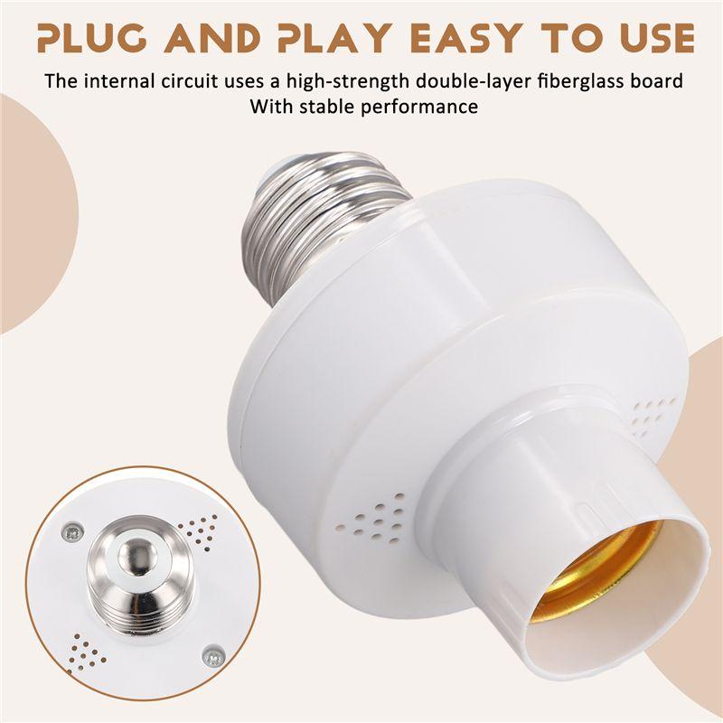 AEE4-E27 Socket Smart Voice Light Bulbs Adapter E27 Led Lamp Holder Base No Networking Required Intelligent Voice Lamp Heads
