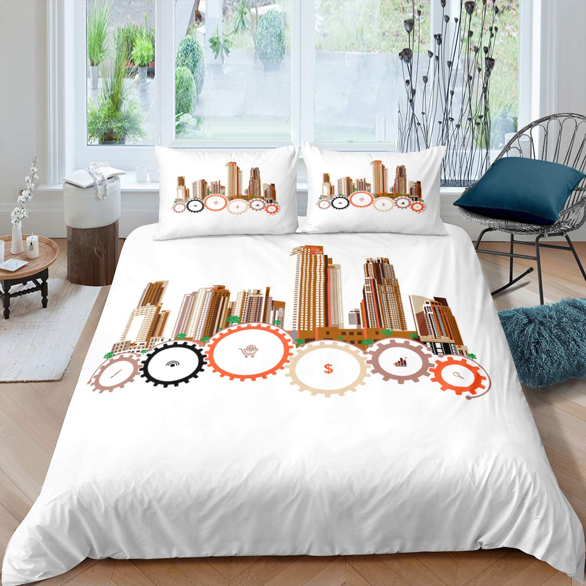 

Comforter Ndustrial Gear Queen Size Steampunk Style Locks Comforter Boys Men Mechanical Device Bedding Set Comforter (quilt)-EU Single(135*200cm)3pcs