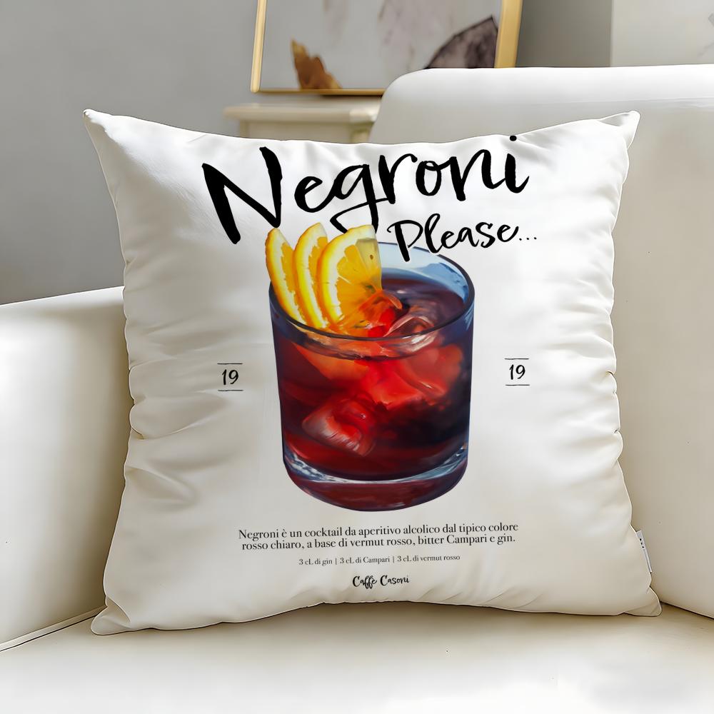 Cuscino Decorativo a Tema Cocktail Negroni – Morbido e Facile da Lavare – Versatile per Divano, Letto, Viaggio e Ufficio