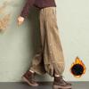 Winter Corduroy Split Velvet Harem Pants Vintage Baggy Warm Women Pantalones Casual High Waist Plush Thick Ankle-length Trousers
