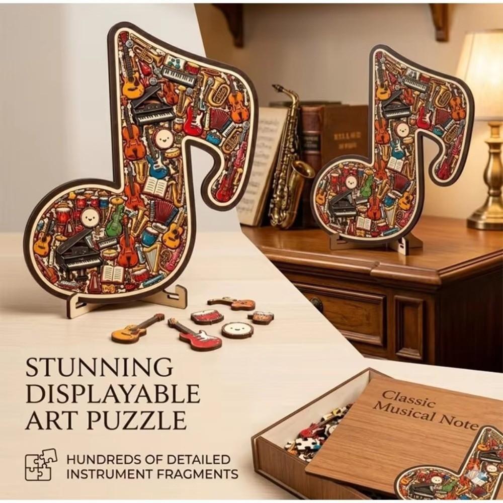 Musical Note Shape Wooden Jigsaw Puzzle Instrument Print Instrument Puzzle Table Decor
