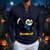 Men's Vintage Halloween Print Lace-Up Long Sleeve T-Shirt
