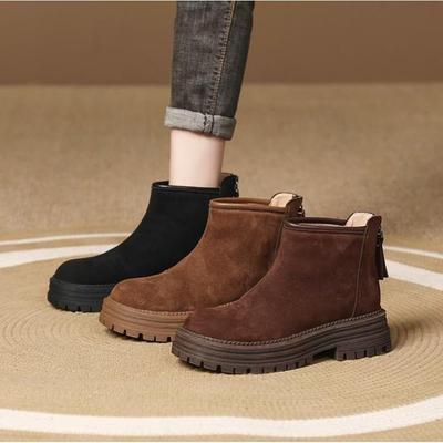 Botas Martin de forro polar retro 2025 otoño e invierno nueva ropa exterior botas de forro polar suelas gruesas aumentan altura versátiles y finas botines cortos mujer