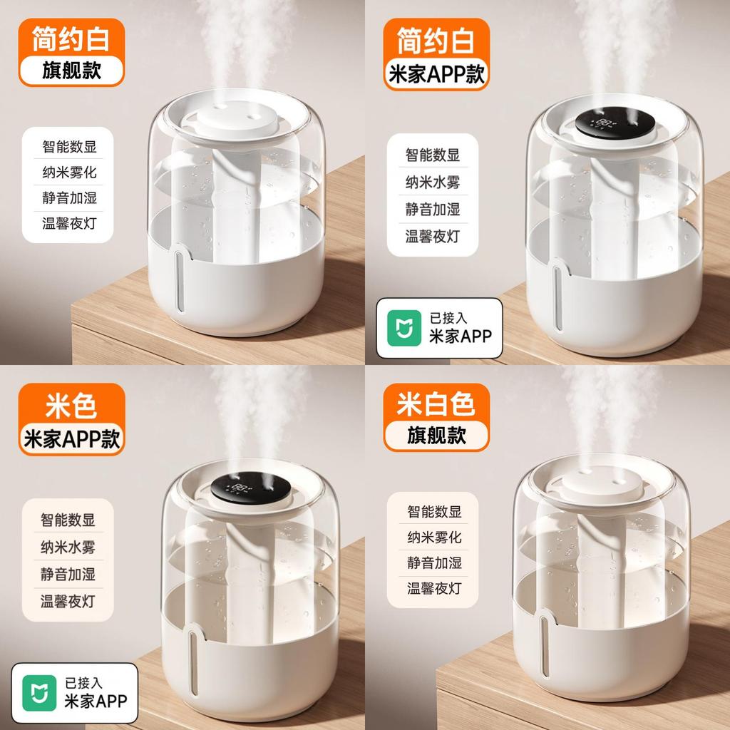 Humidifier With Dual Mist Nozzles And Night Light For Home Office Bedroom Capacity