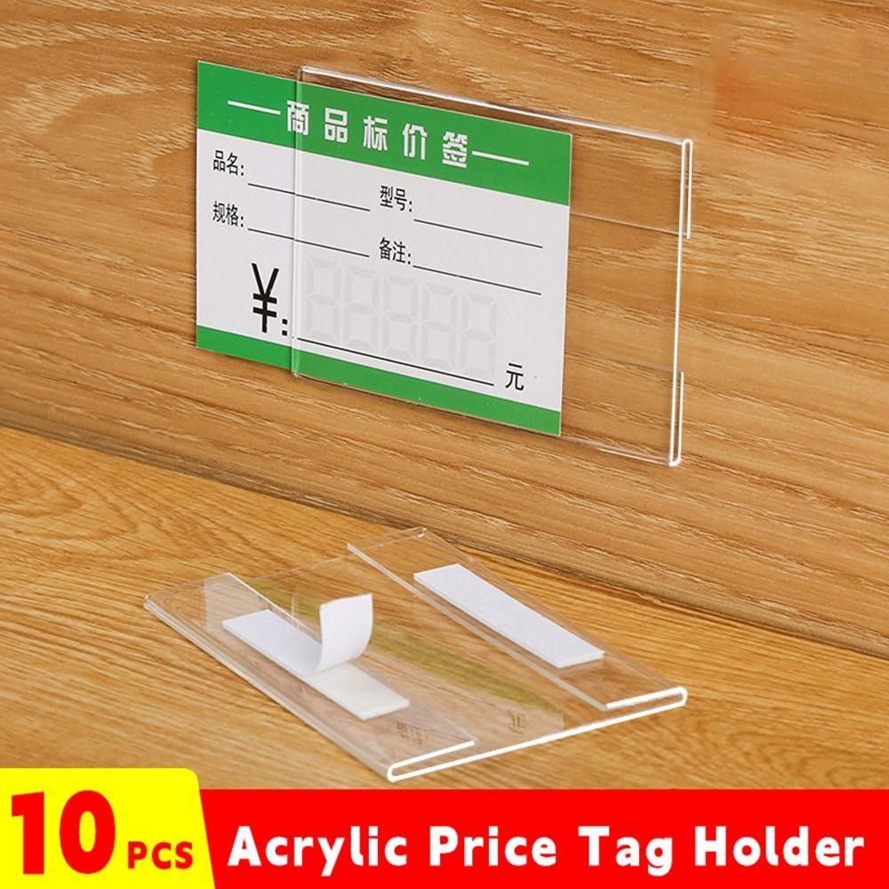 10PCS/Set Acrylic Price Tag Holder Transparent Label Display Stand Label Sign Shelf  Supermarkets