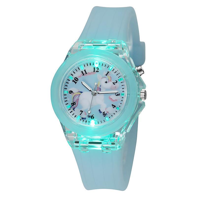Cartoon Unicorn Watch, Primary School Children'S Luminous Luminous Silicone Quartz Watch