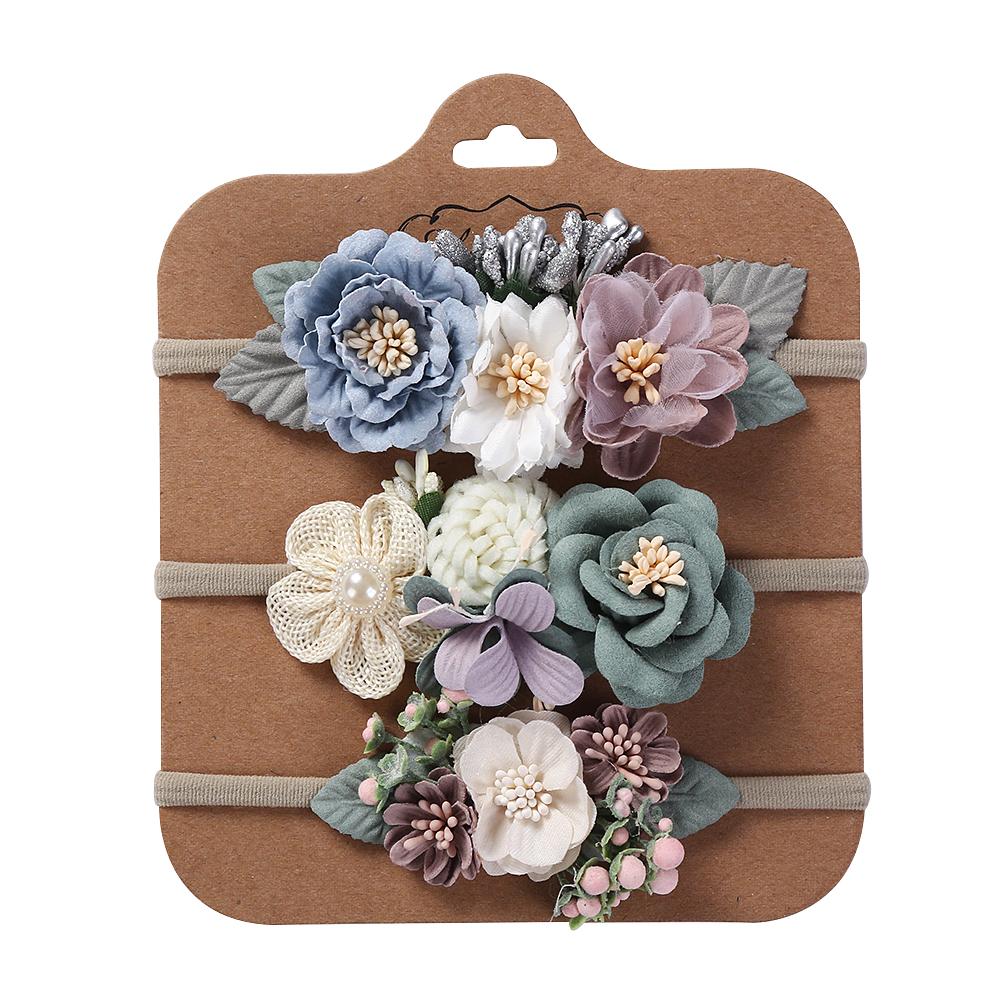 Artificial Flower Baby Headband Newborn Boy Girl Pearl Elastic Nylon Hair Band Child Photography Props Headwraps