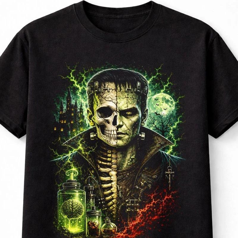 Frankenstein Monster Skeleton Gothic Horror Halloween Unisex TShirt S