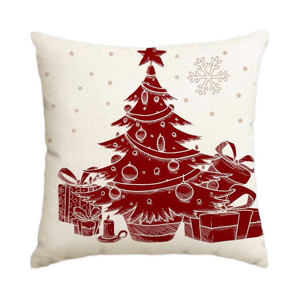 1/4pcs Christmas Pillow Cover, Elderly, Snowflake, Tree Printed Cushion Cover, Christmas Decoration (without Pillow Core)