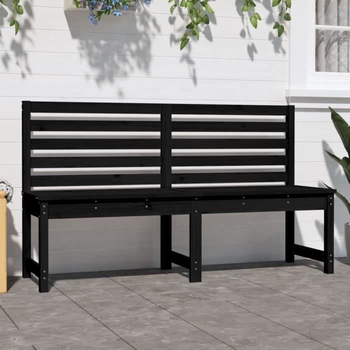 VidaXL Banc de jardin noir 157,5 cm bois massif de pin 824043