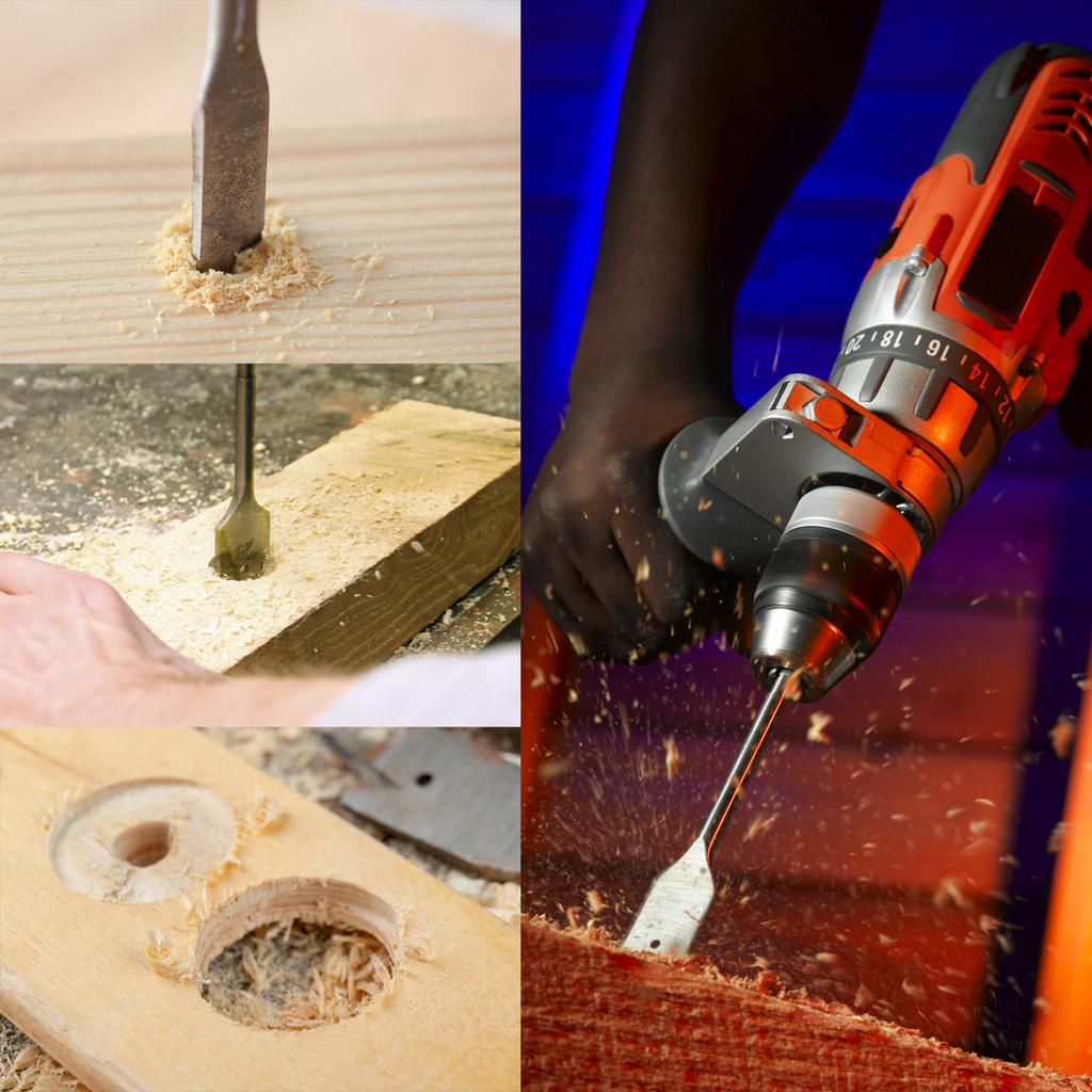 15PCS 6-25mm Durable Woodworking Tool Sets Flat Drill Long High-carbon Steel Wood Flat Drills Woodworking Spade Drill Bits