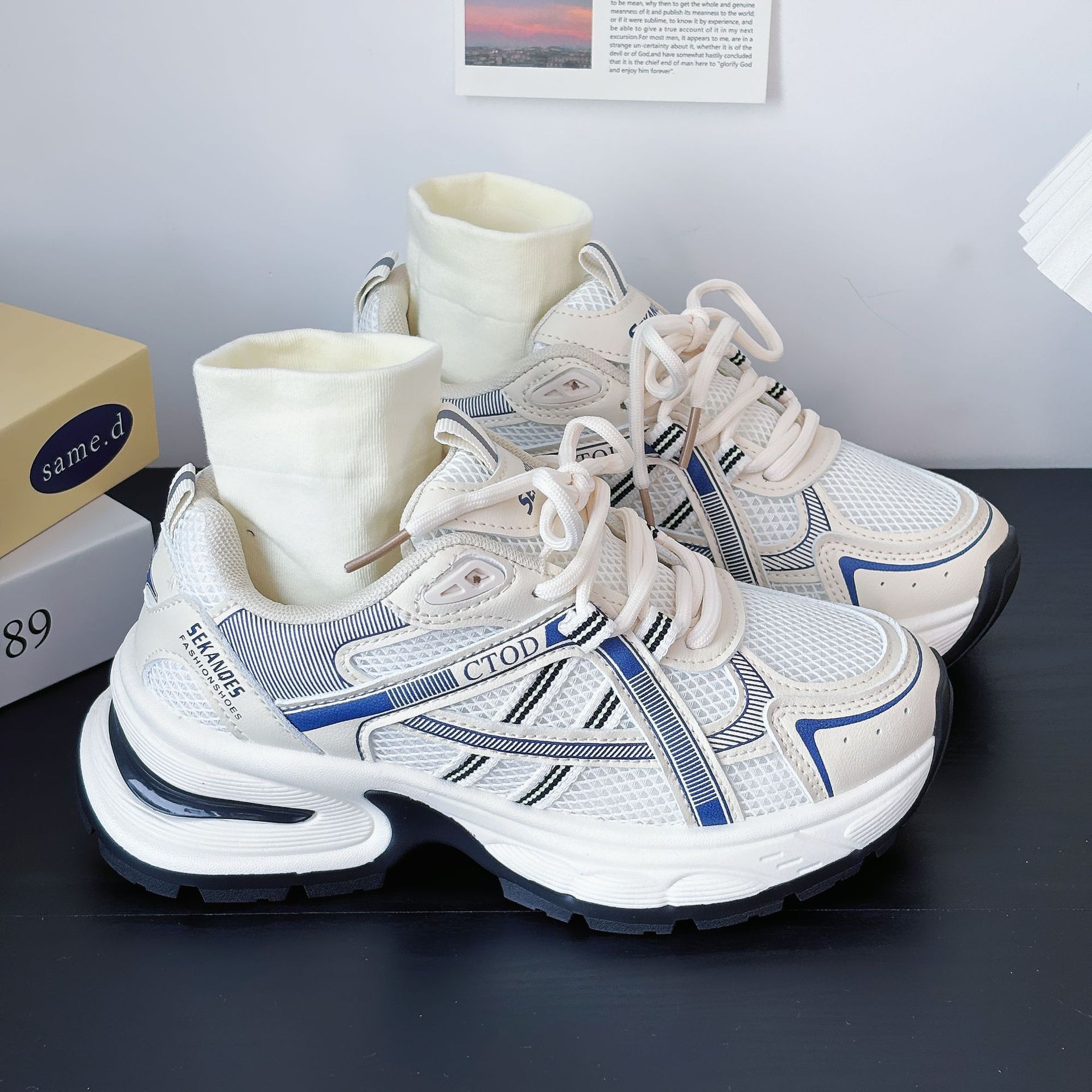 

Кроссовки Женская обувь Летняя обувь для сноуборда Дышащая обувь для пап Мягкая подошва Амортизация Универсальные легкие повседневные кроссовки 40 синий