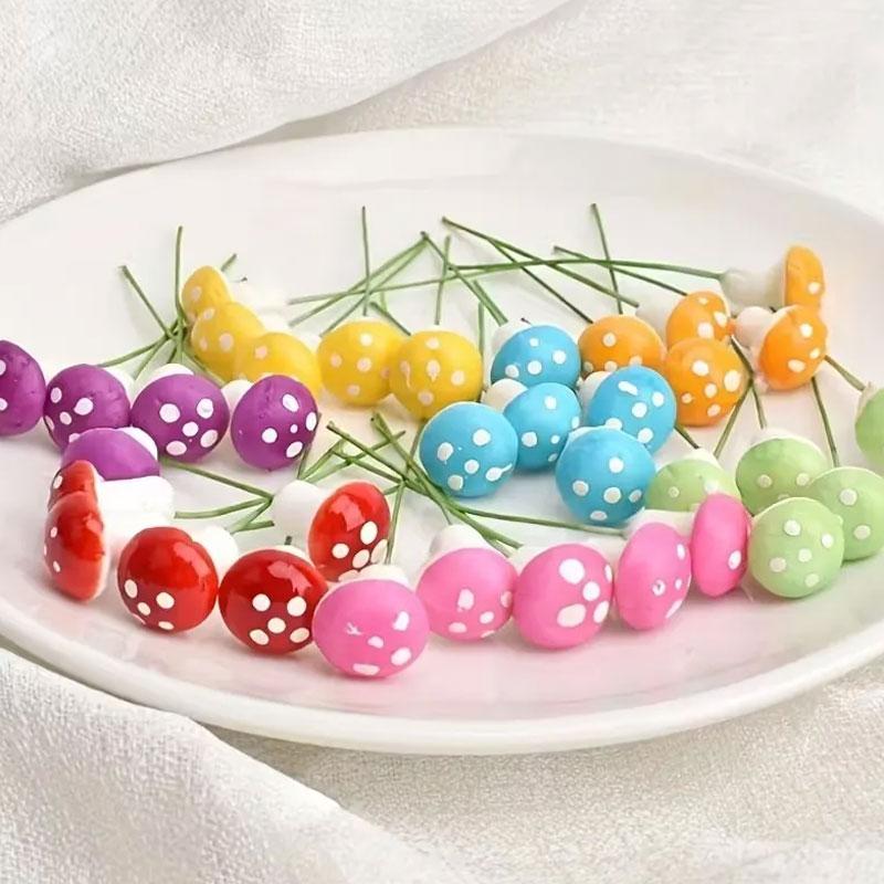 20PCS Colorful Artificial Mini Mushroom Model Fairy Garden Plant Action Figure Craft Decor for DIY Micro Decorations Supplies