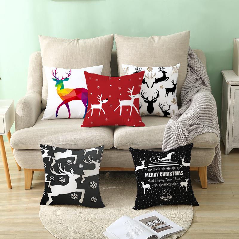 Santa Claus Christmas Tree Pillow Cover Cushion Cover Home Soft Decor