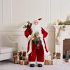 Red Plum Standing Santa Claus with Christmas Tree Sequin Figurine - Holiday Window Display Ornament