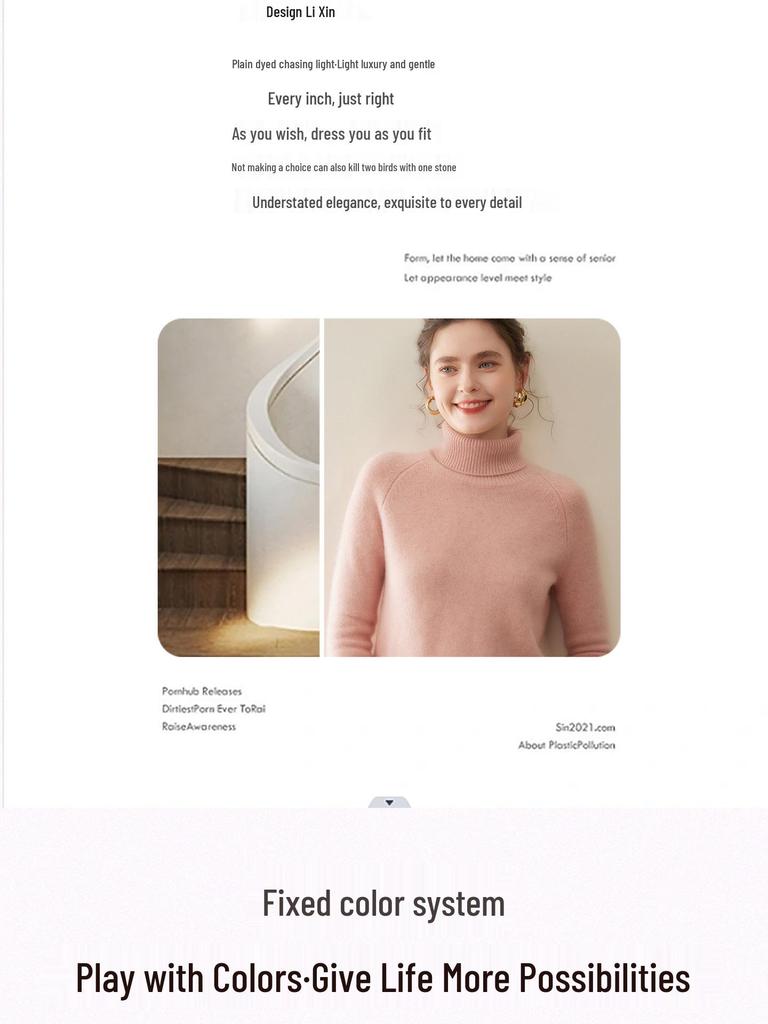 2025 Fall/Winter Women's High Neck Soft Five-Needle Thick Cashmere Sweater Base Layer
