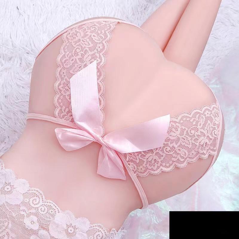 Hot Sale Women's Sexy Hollow Out Thong Lingerie Open Crotch Underwear Lady's Crotchless Lace Panties With Bow Plus Size