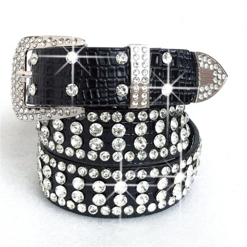 Bling Rhinestone Belt Studded Rhinestone Belt for Jeans Fashion Cowgirl Western Jeans Belt Rhinestone Waistband Belt