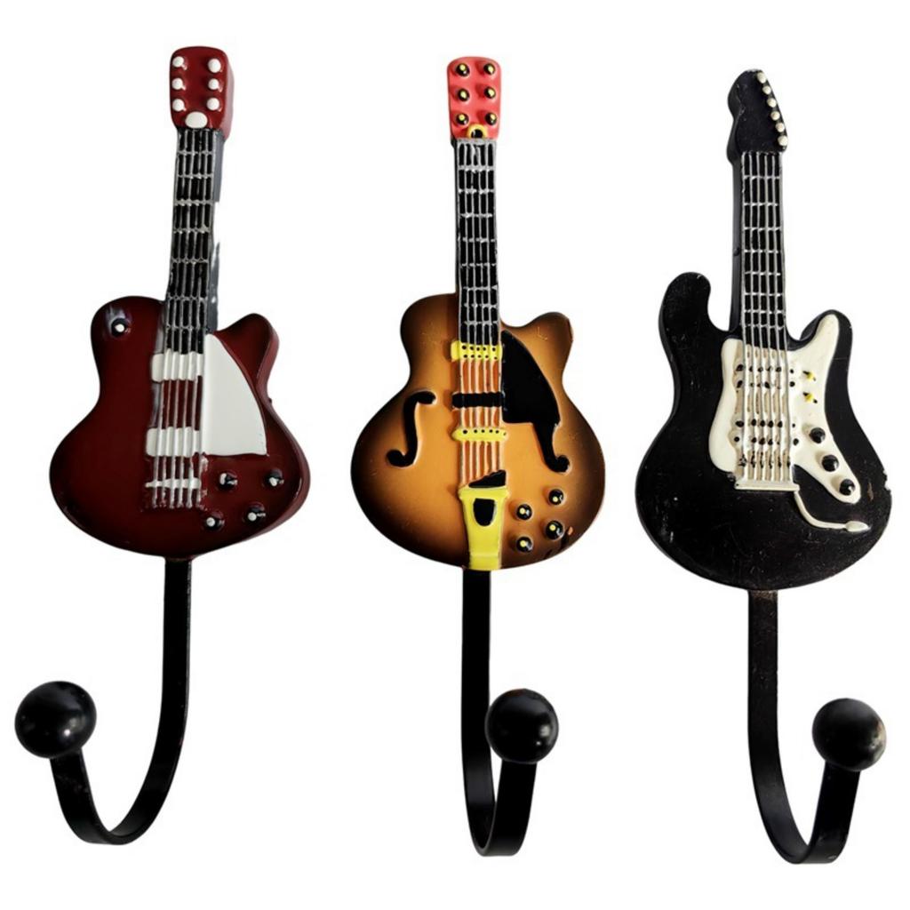 Guitar Wall Hook Guitar Shaped Wall Hooks Metal Hooks Wall Mounted Vintage Decorative Hooks Rack Hangers for Hanging Clothes Coats Towels Keys Hats