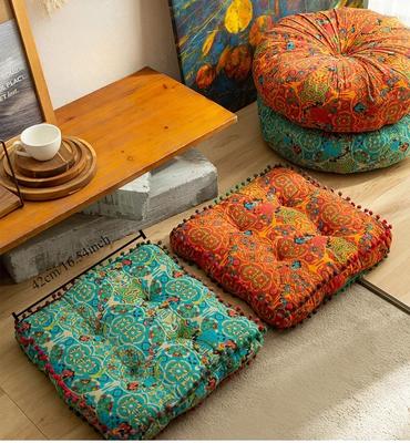 Große runde, verdickte quadratische Kissen, Kissen und Bodenkissen aus Baumwolle und Leinen, Futon-Tatami-Matten