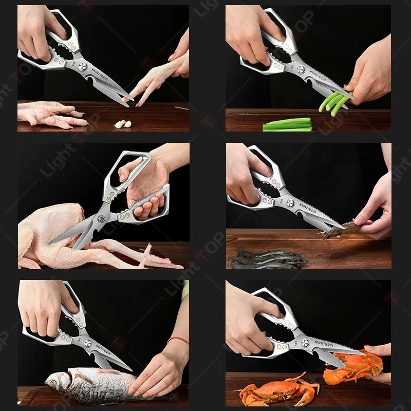 Multi-functional Kitchen Scissors Chicken Bone Scissors Stainless Steel Household Scissors for Cutting Meat Fish Special Shears
