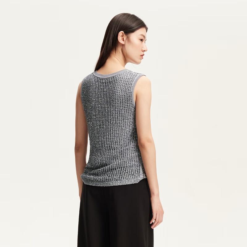 VEROMODA Lurex Sleeveless Round Neck Knit Top