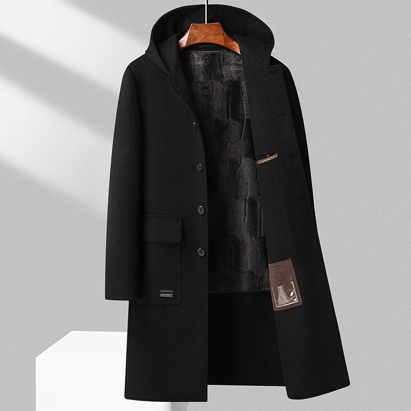 

Шерстяное осенне-зимнее двухстороннее шерстяное длинное пальто с капюшоном и подкладкой из золотистого бархата, джинсовое пальто, ветровка, мужское джинсовое пальто 4XL