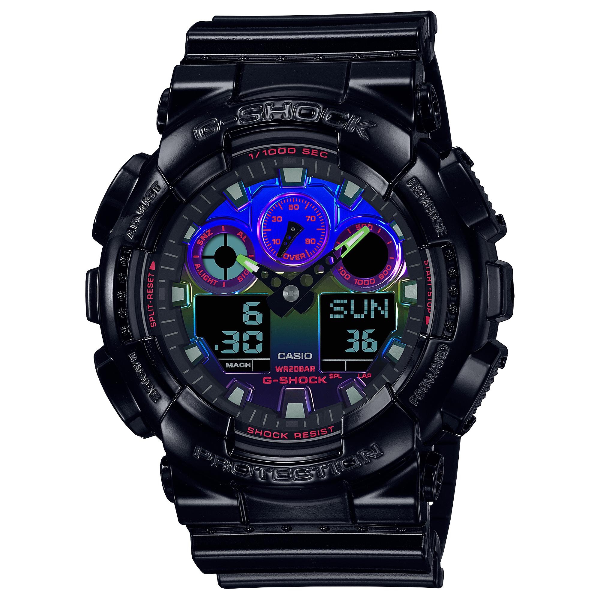 

Casio G-SHOCK Men s Resin 200M Water Resistant Digital Shock Resistant Quartz Watch GA-100RGB-1A чёрный