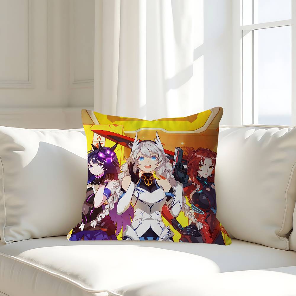 H-HONKAI IMPACTs Kissenbezug Abnehmbarer Waschbarer Kissenbezug – Ganzjährige Weiche Leinen