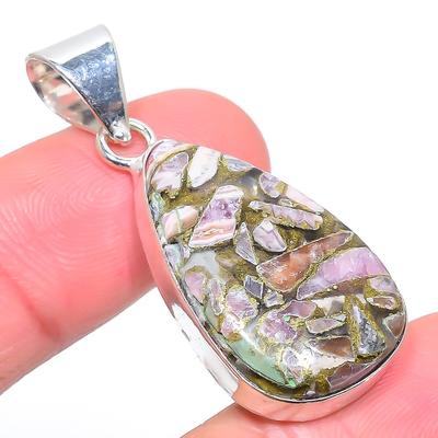 Natural Rhodochrosite Gemstone 925 Sterling Silver Gift Pendant 1.73" W2k14