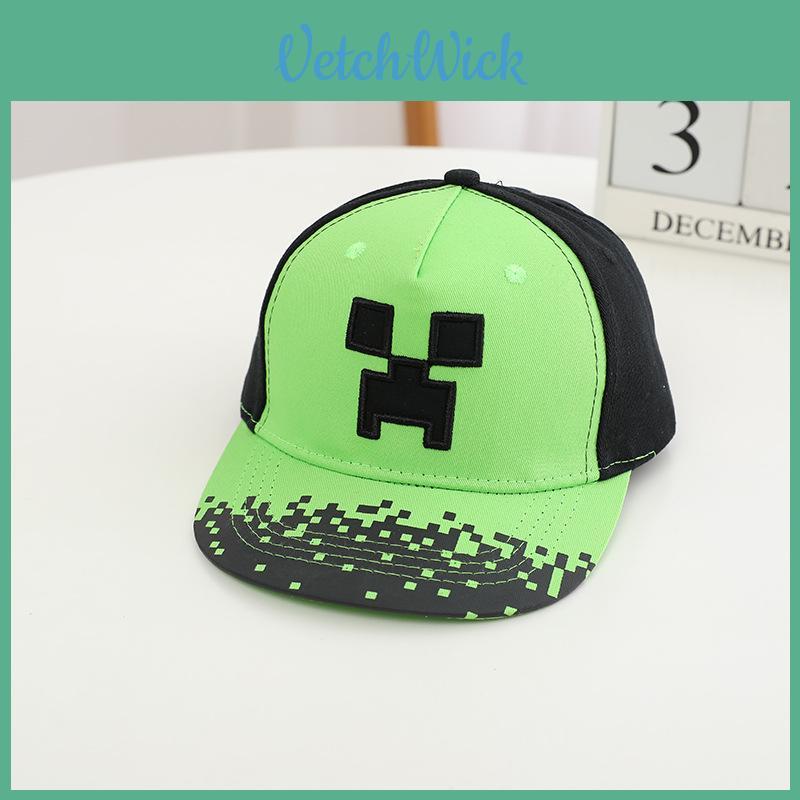Minecraft Pattern Childrens Hip Hop Style Cotton Dad Hat With Flat Brim For Outdoor Play
