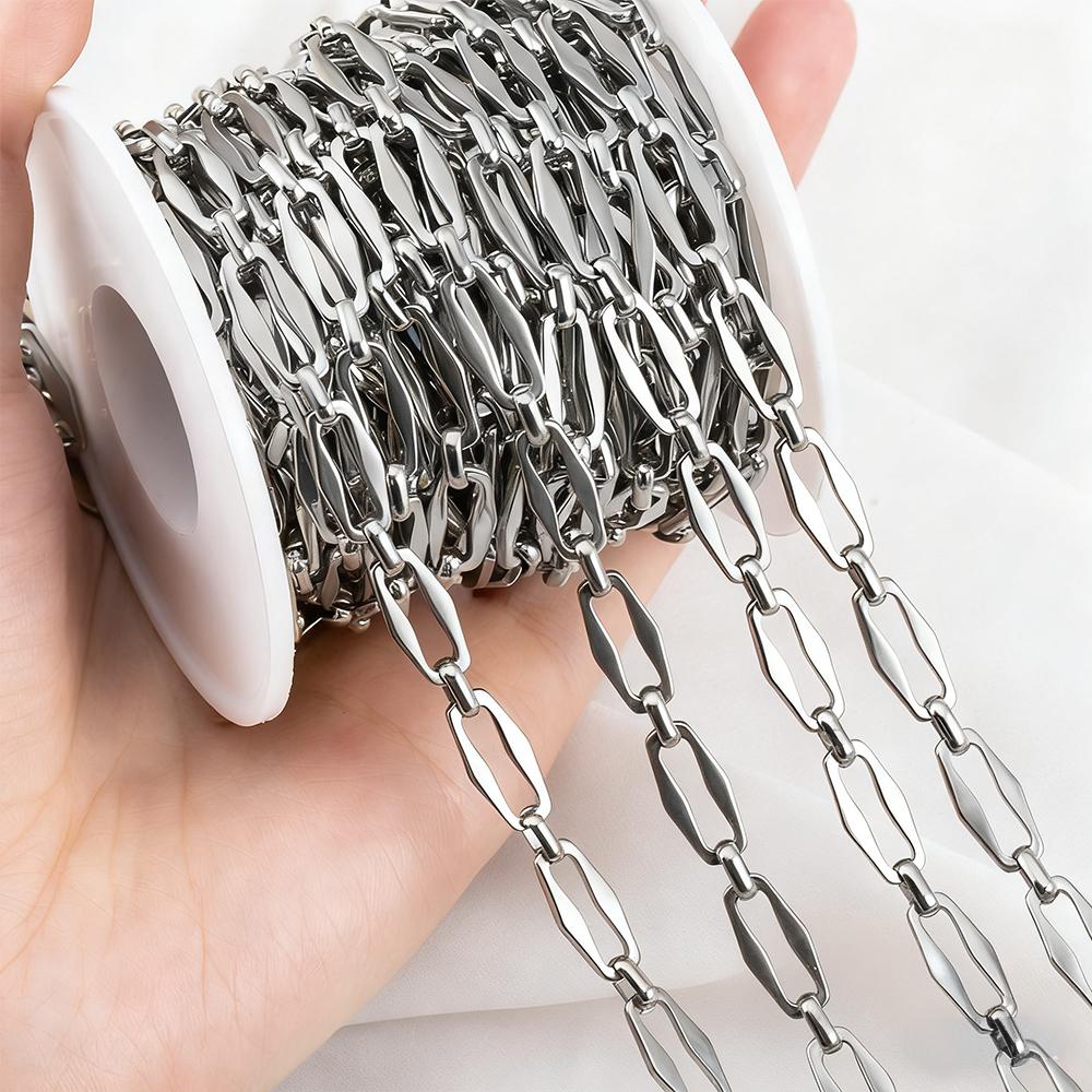 1Meter Stainless Steel Irregular Rectangle Link Chains DIY Jewelry Making Crafts Necklace Findings Handmade Supplies Accessories