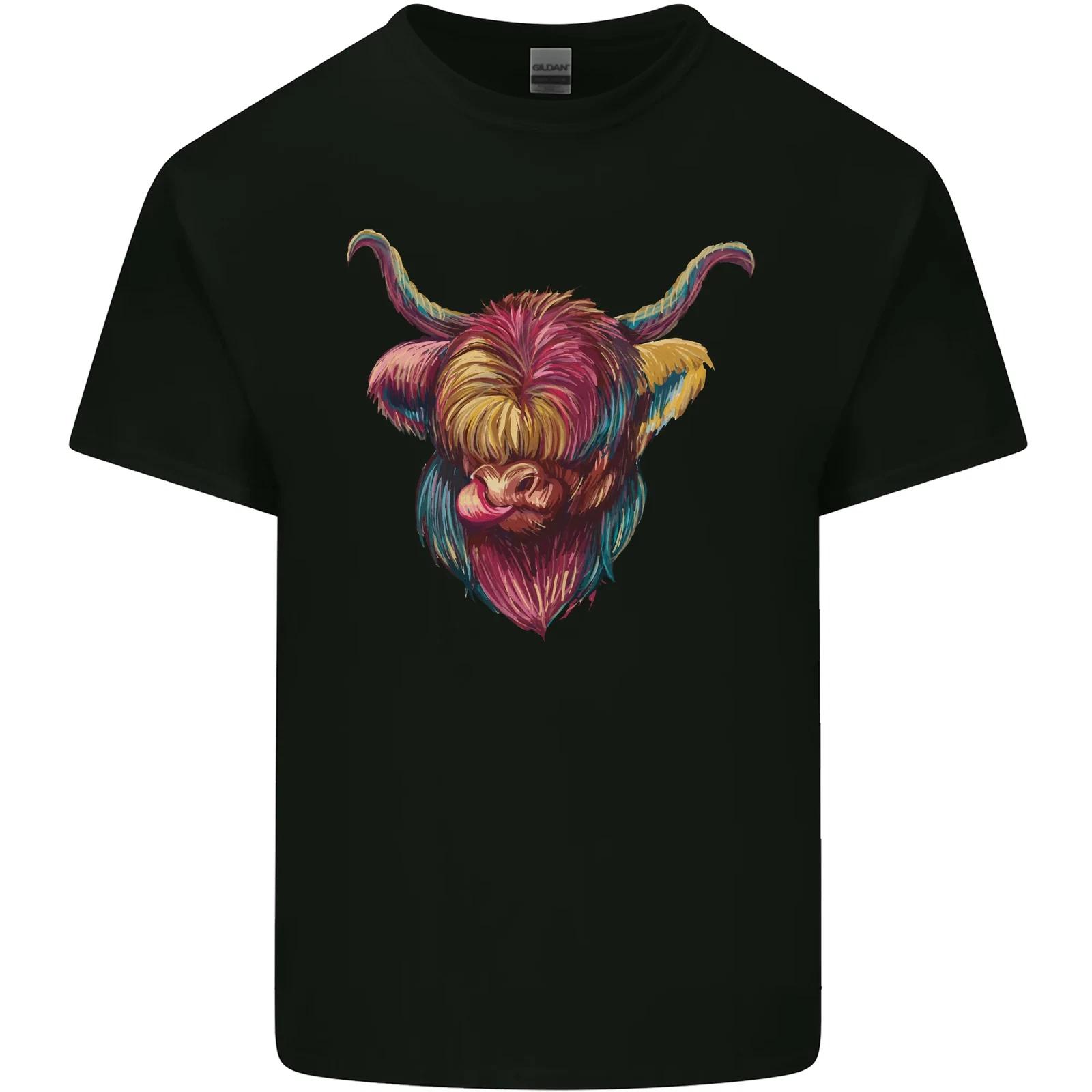 

Colourful Highland Cow Kids T-Shirt Childrens M