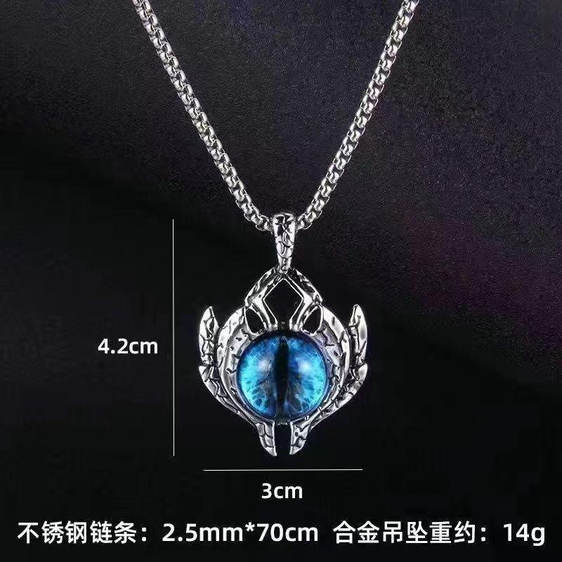 Tongtian Eye Evil Men's Necklace Personality Titanium Steel Orange Eye Alternative Personality Trendy Men's Hip Hop Jewelry