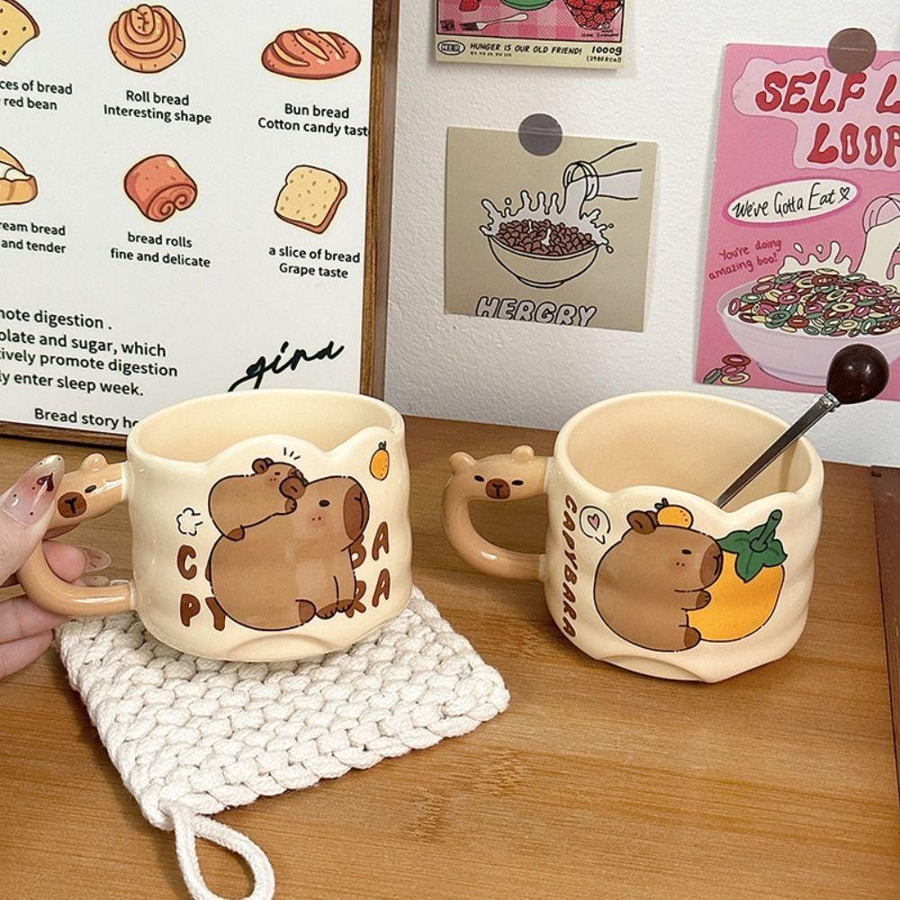 Comfortable Grip Cartoon Capybara Mug Unique Handle Capybara Themed Drinkware  Drinking
