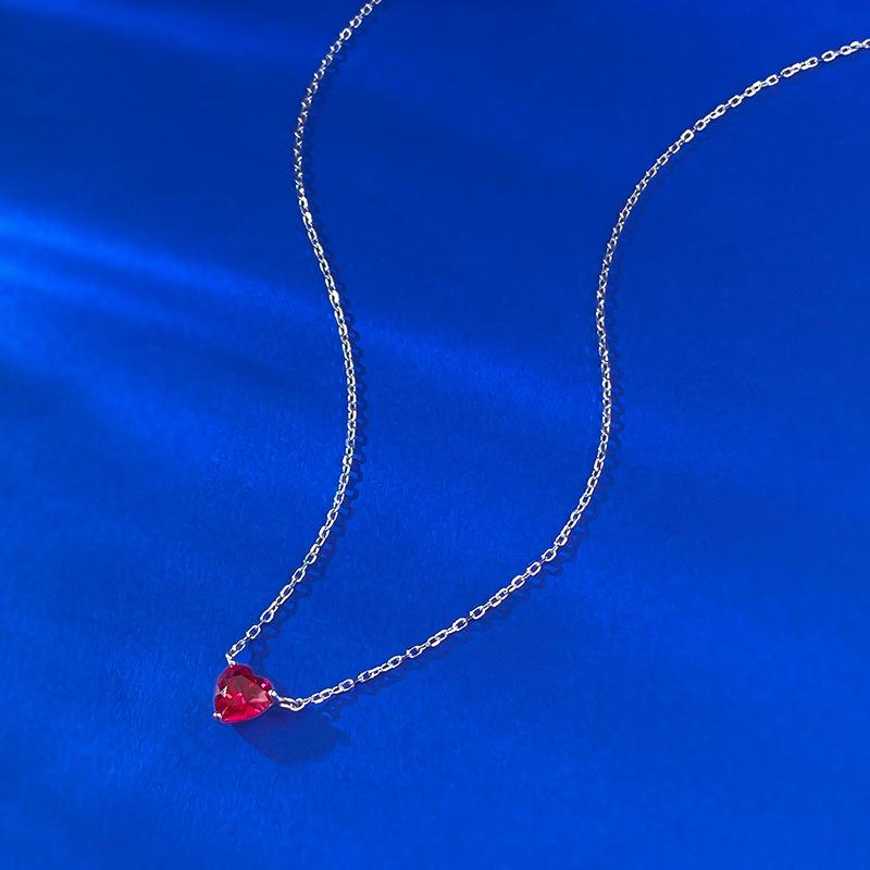 Šperky 6 * 6 Srdce Náhrdelník Červený Diamant Láska Žena