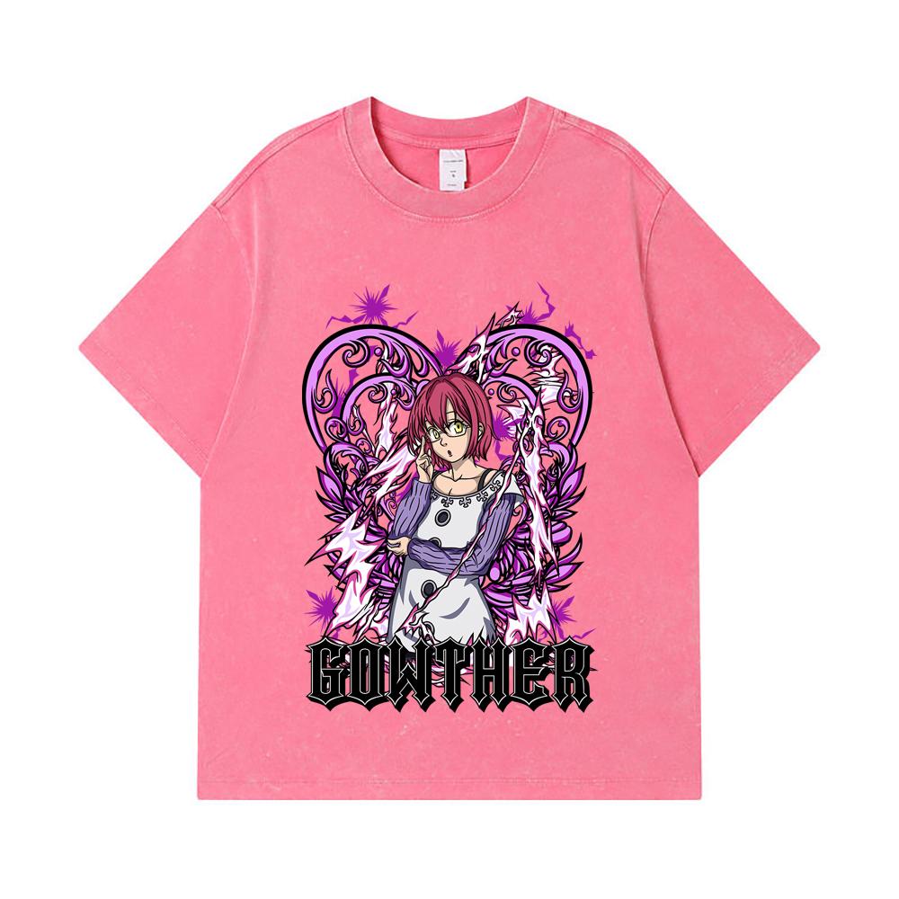 275 GSM Washed T-shirts 100% Cotton Seven Deadly Sins V5 Gowther Print Unisex Heavy Cotton T Shirt